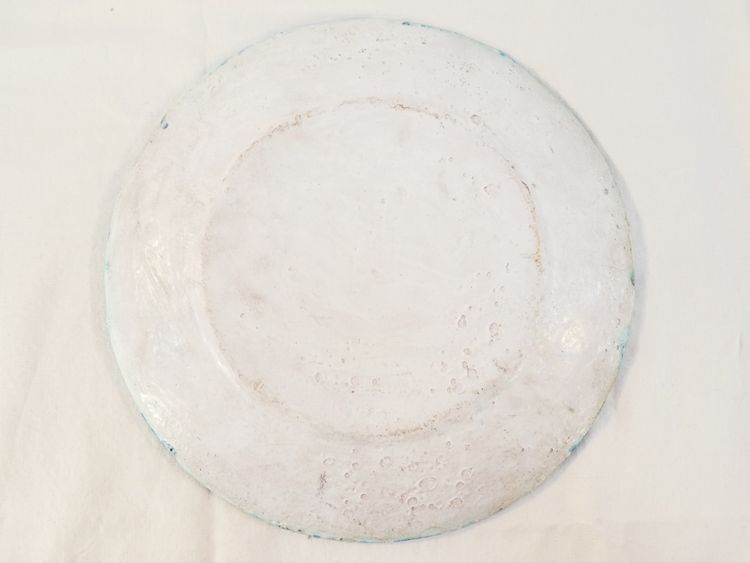 Grande piatto vintage in ceramica con decoro a forma di pesce azzurro degli anni '50/'60, dlg P-R LUCAS