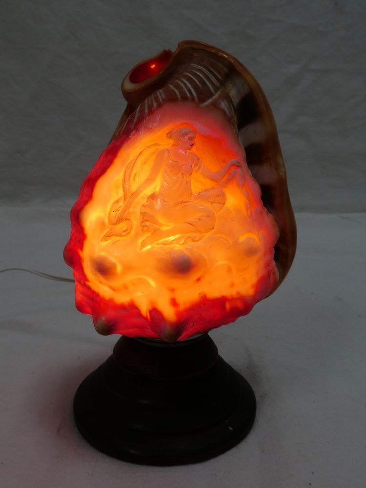 Luce notturna in stile cammeo in conchiglia intagliata