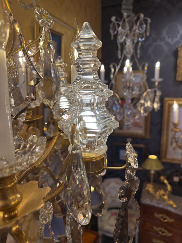 Signed Baccarat - Louis XV Style Chandelier in Gilt Bronze and Cut Crystal, circa 1880-1890
