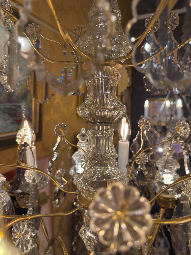 Signed Baccarat - Louis XV Style Chandelier in Gilt Bronze and Cut Crystal, circa 1880-1890