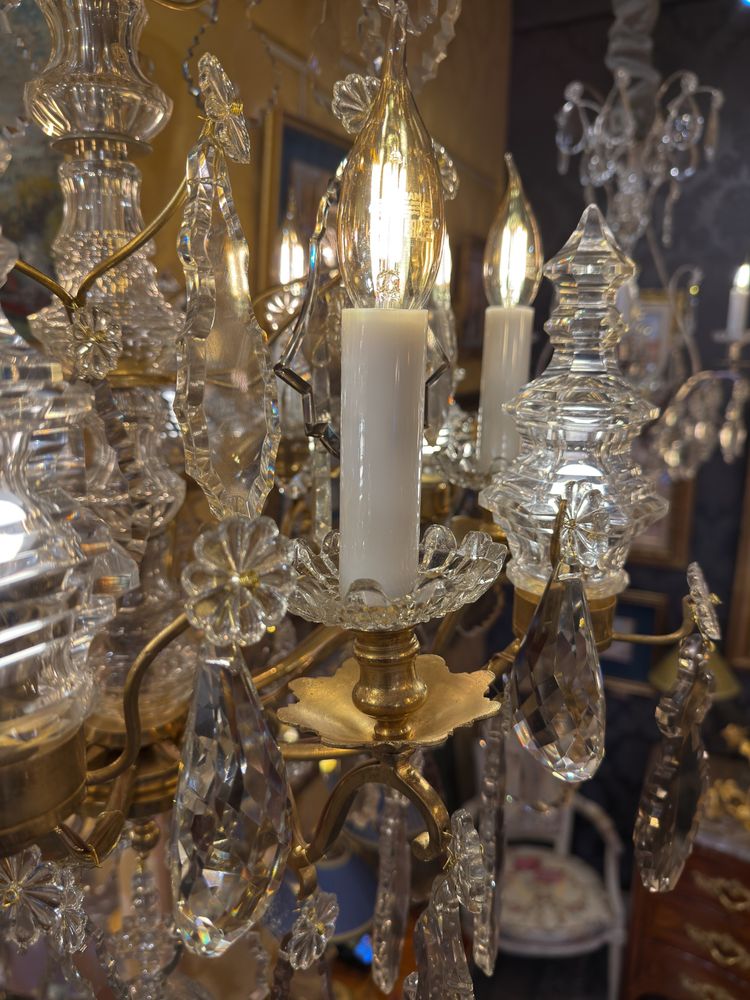 Signed Baccarat - Louis XV Style Chandelier in Gilt Bronze and Cut Crystal, circa 1880-1890