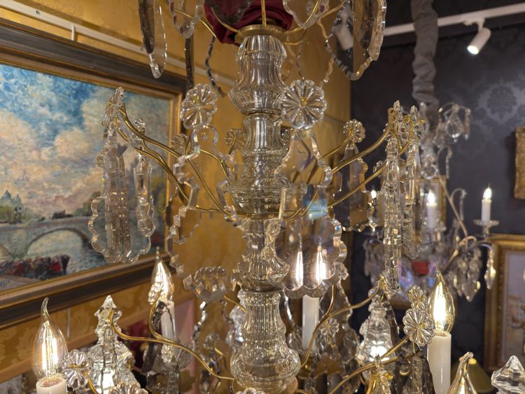 Signed Baccarat - Louis XV Style Chandelier in Gilt Bronze and Cut Crystal, circa 1880-1890