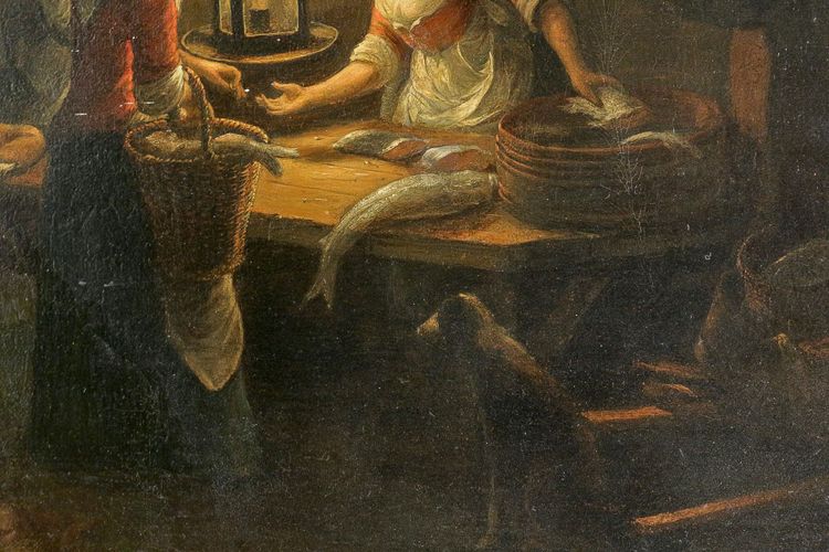 Petrus Van Schendel (1806–1870) Der Fischmarkt in Avond, Öl auf Leinwand um 1840–1850