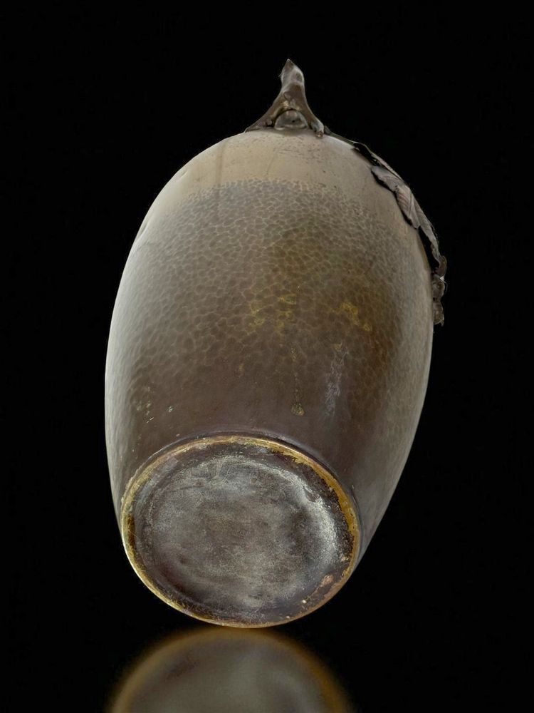 LARGE ART NOUVEAU VASE IN PATINATED BRONZE STAMPED KAYSER WITH BROWN DECOR