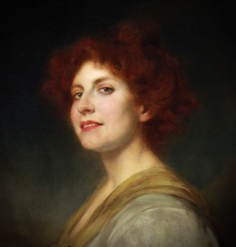 Portrait de beauté rousse, peinture à l'huile sur toile par René Avigdor, XIXe siècle, vers 1898