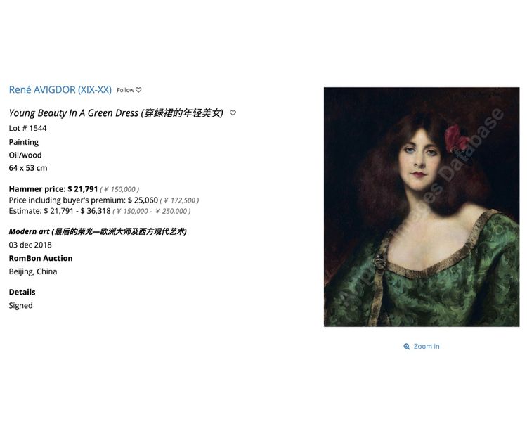 Portrait de beauté rousse, peinture à l'huile sur toile par René Avigdor, XIXe siècle, vers 1898