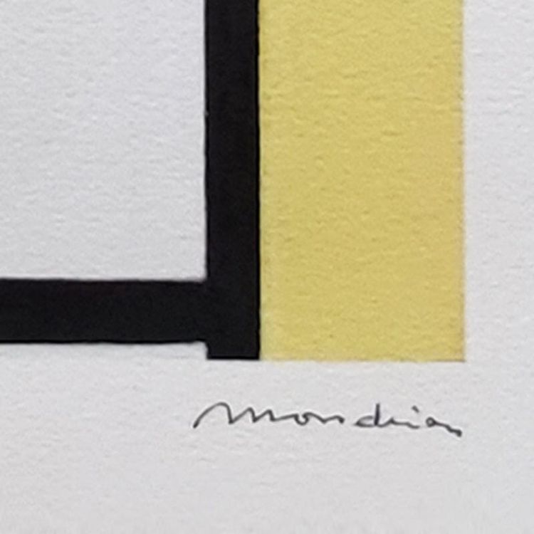 Splendida litografia originale degli anni '70, "Composizione", in edizione limitata, ispirata a Piet Mondrian