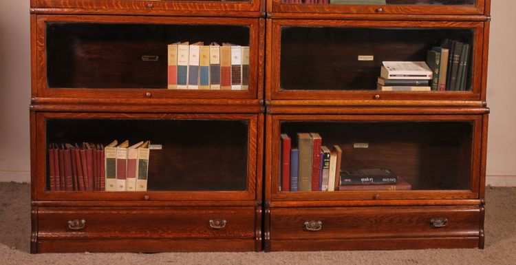 paire de bibliothèques Globe Wernicke en chêne circa 1900