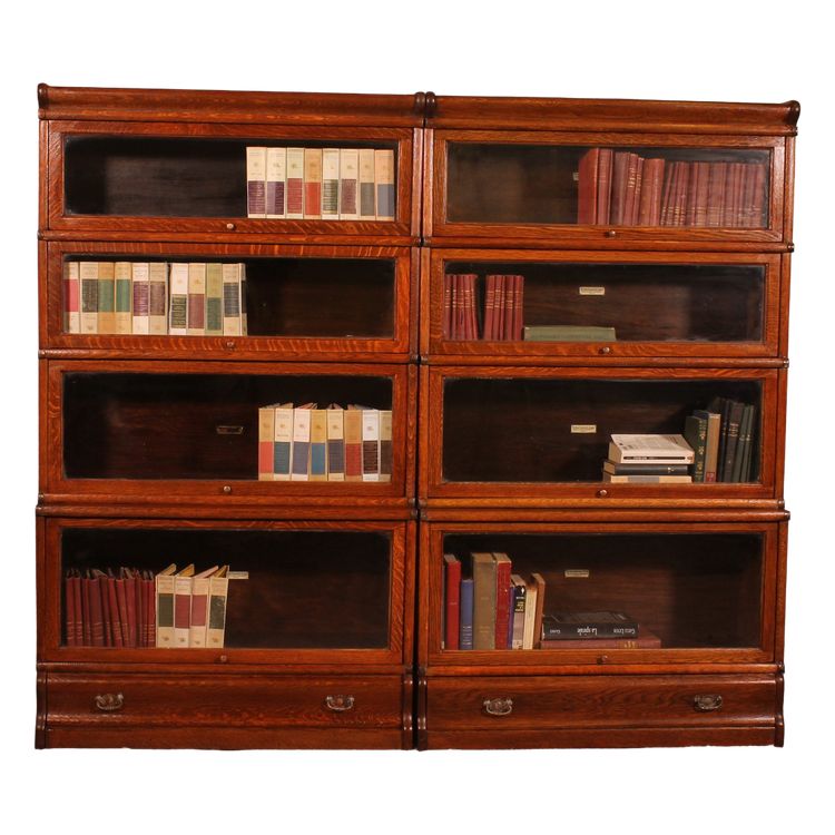 paire de bibliothèques Globe Wernicke en chêne circa 1900