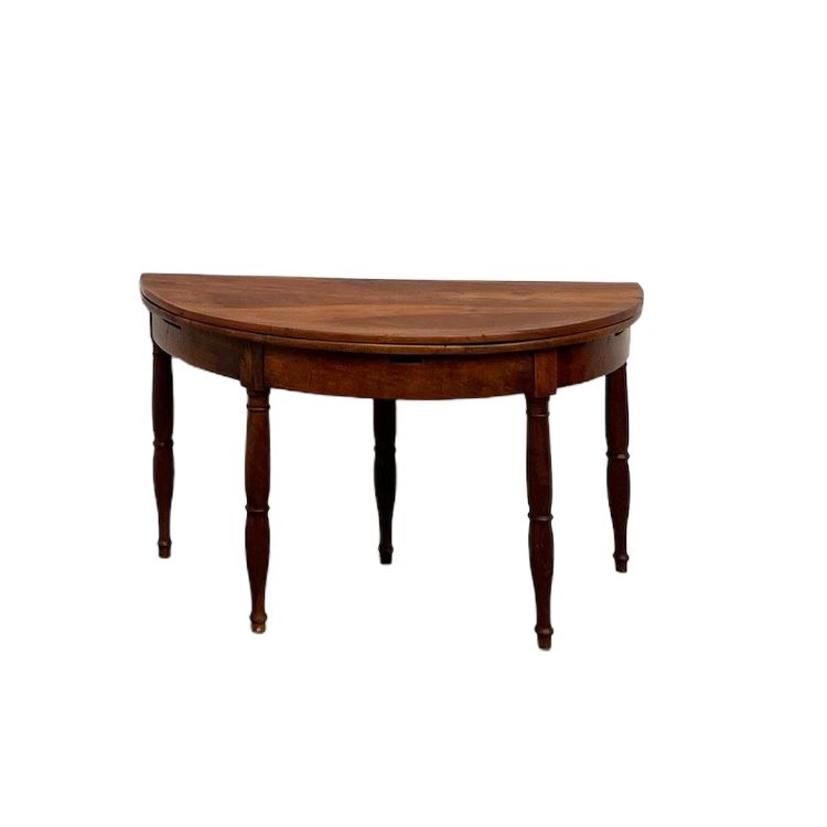 Table demi-lune en noyer massif, circa 1900