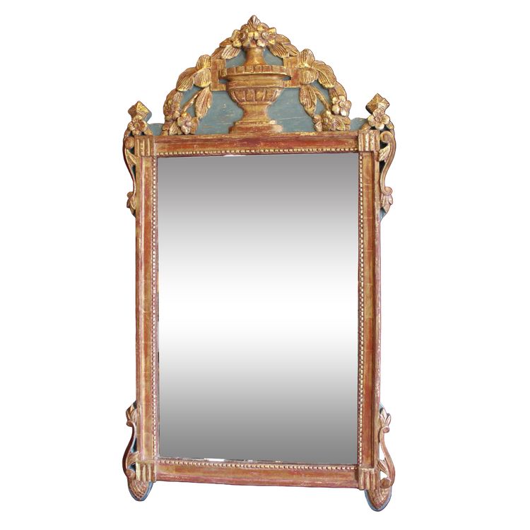 69 x 123 cm Louis XVI mirror, 18th century, carved and gilded wood