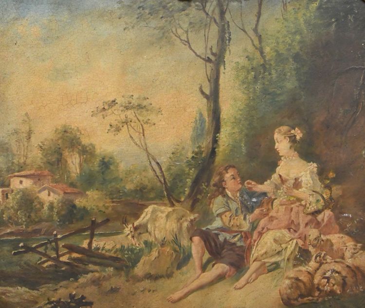 Trumeau decorated with a gallant scene after Boucher