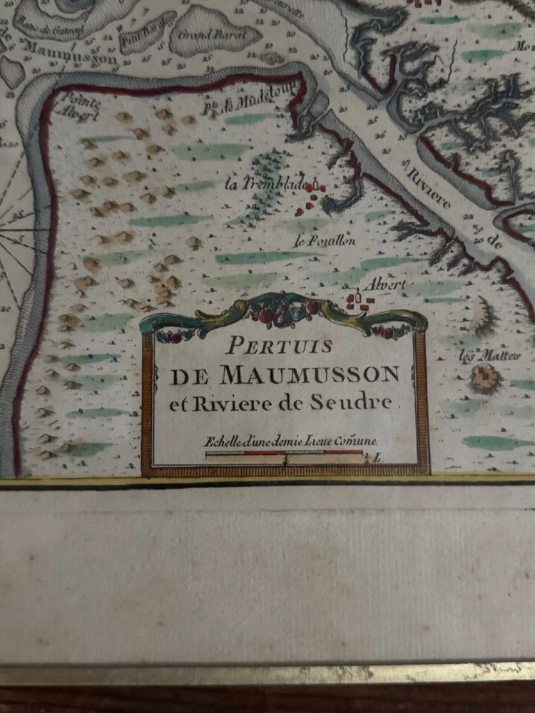 Antique color engraving Pertuis de Maumusson et Rivière de Seudre