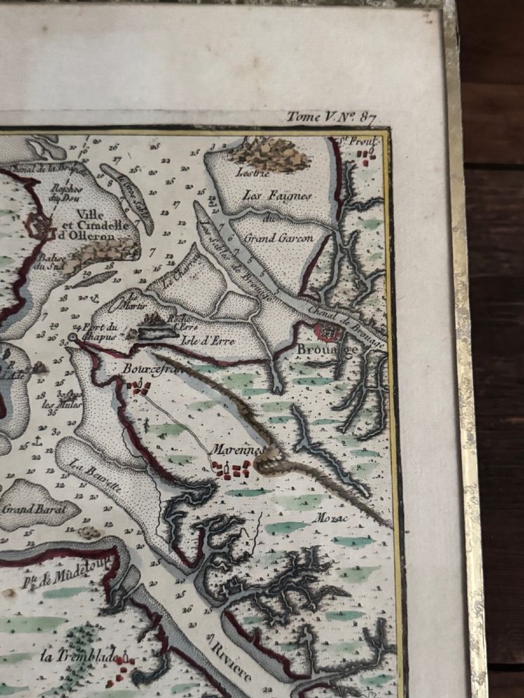 Antique color engraving Pertuis de Maumusson et Rivière de Seudre