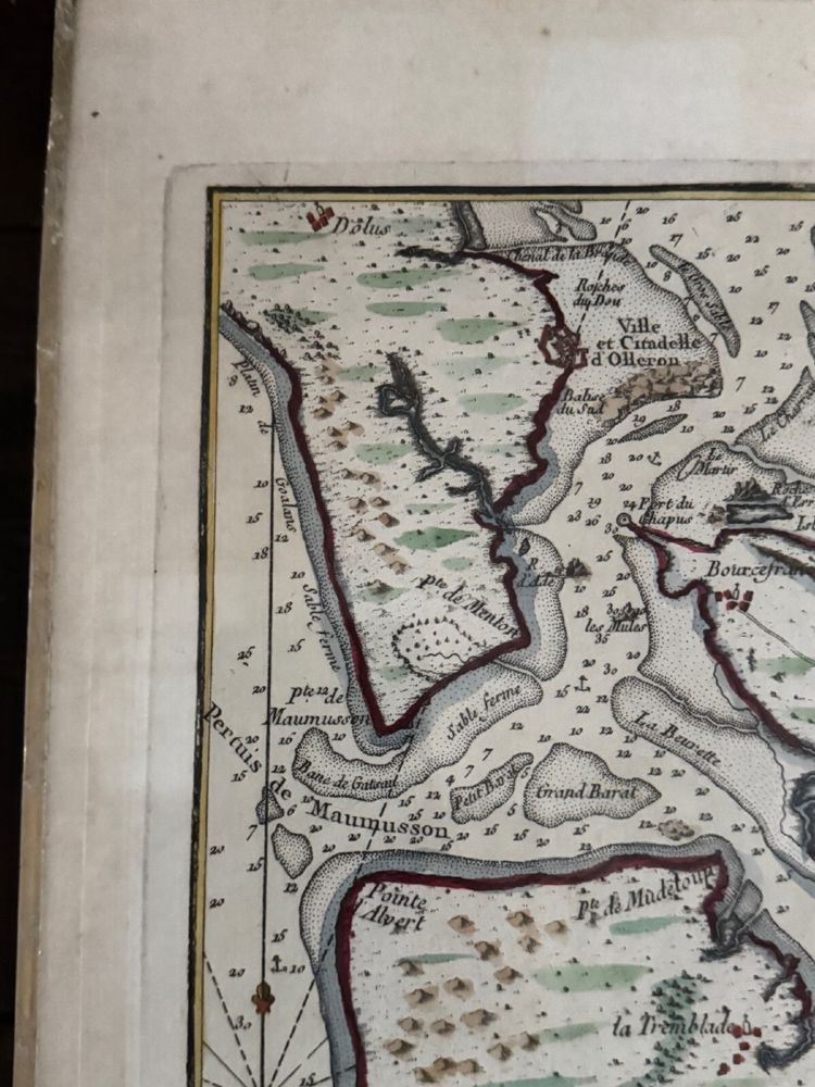 Antique color engraving Pertuis de Maumusson et Rivière de Seudre