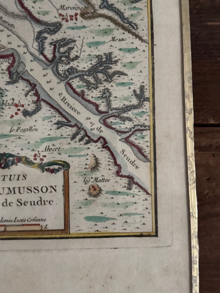 Antique color engraving Pertuis de Maumusson et Rivière de Seudre