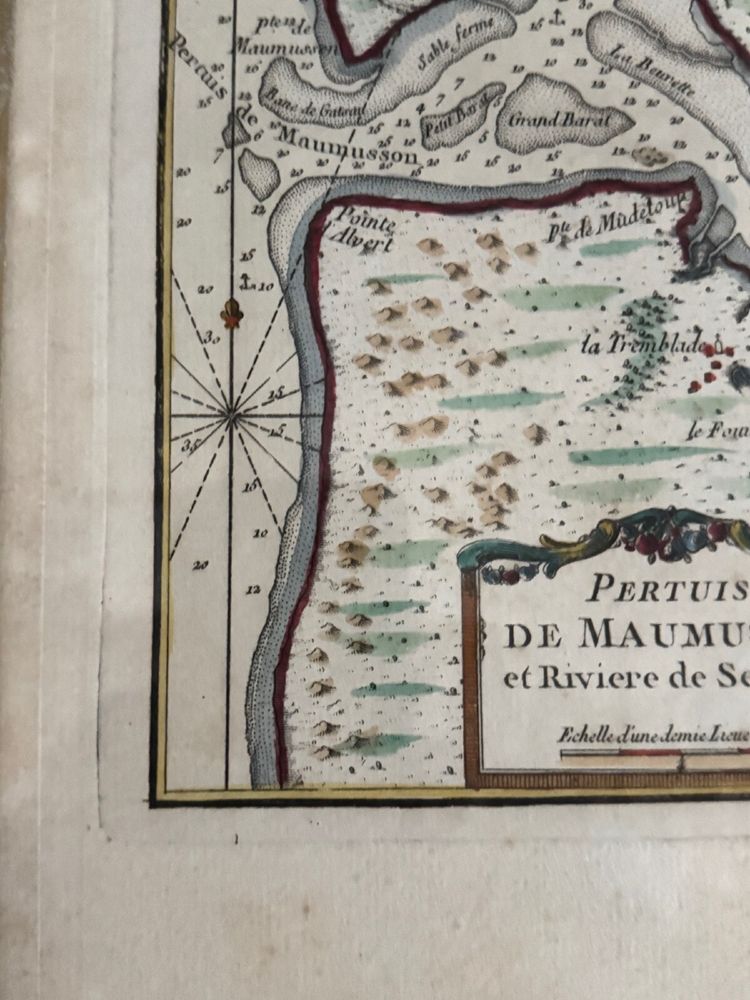 Antique color engraving Pertuis de Maumusson et Rivière de Seudre