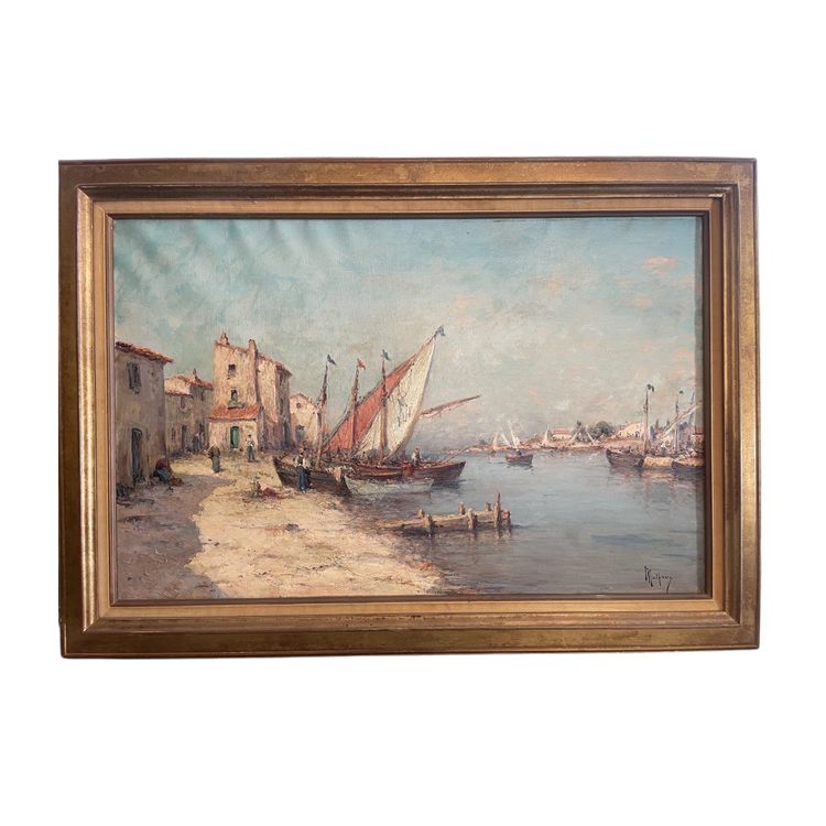 Oil on canvas depicting a lively Provençal landscape signed Malfroy
