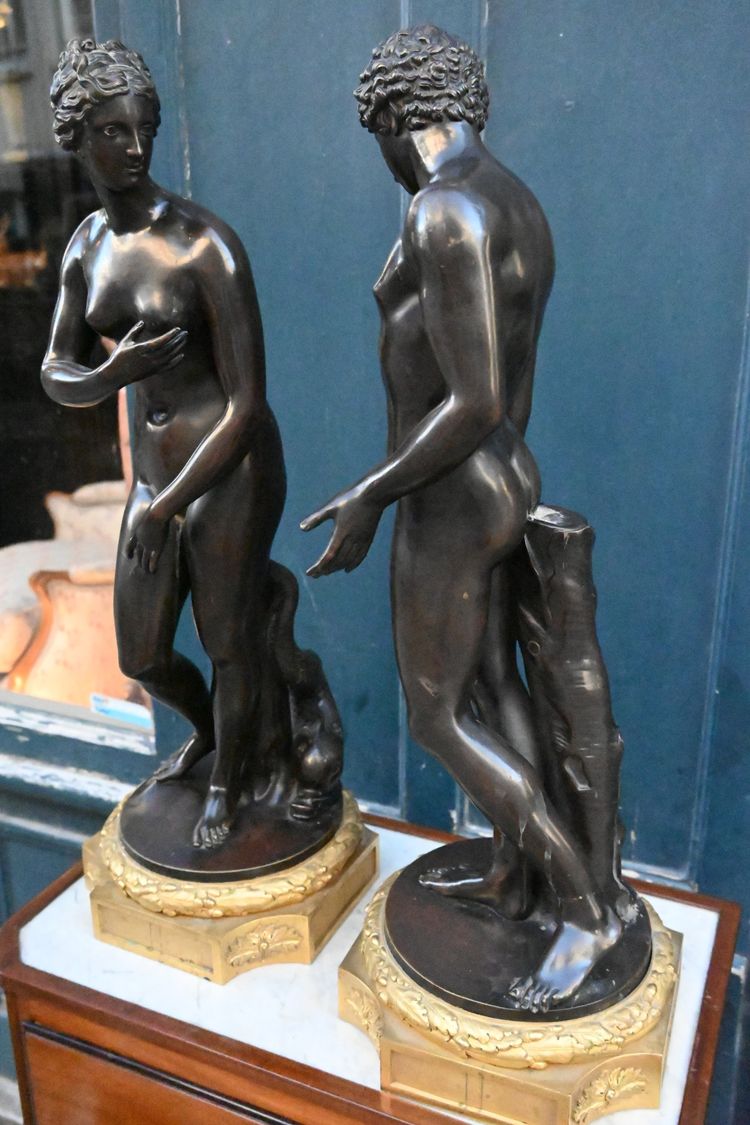 Paar seltener Bronzen: Die Medici-Venus und der Belvedere-Antinoos nach der Antike