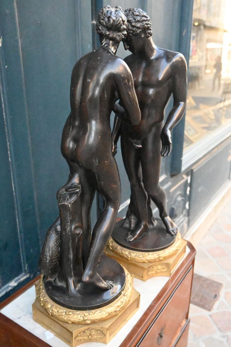 Paar seltener Bronzen: Die Medici-Venus und der Belvedere-Antinoos nach der Antike
