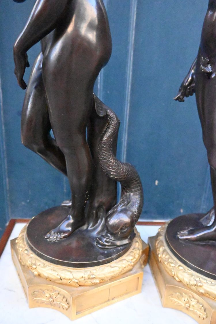 Paar seltener Bronzen: Die Medici-Venus und der Belvedere-Antinoos nach der Antike