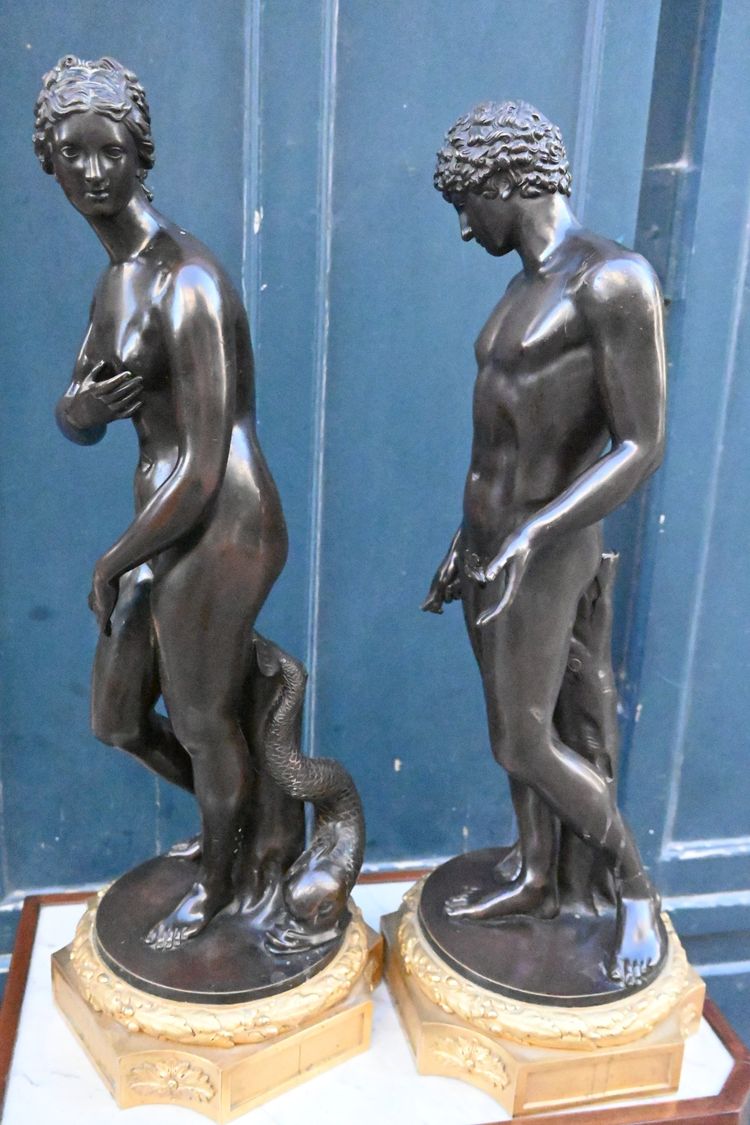 Paar seltener Bronzen: Die Medici-Venus und der Belvedere-Antinoos nach der Antike