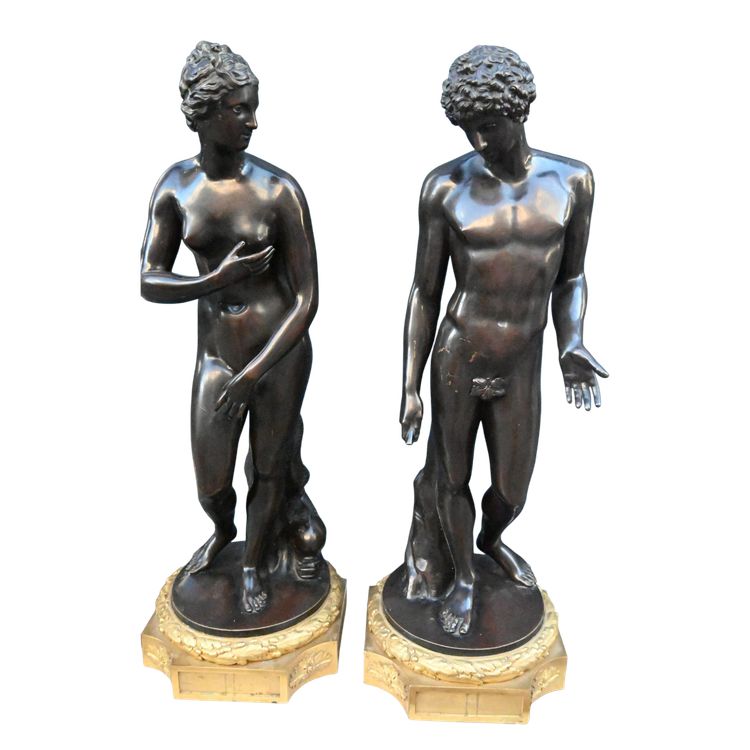Paar seltener Bronzen: Die Medici-Venus und der Belvedere-Antinoos nach der Antike