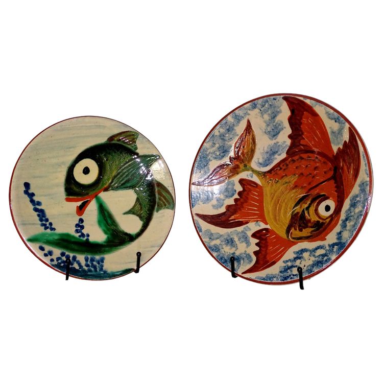 Two Puigdemond Fish Plates, 1960s Vintage