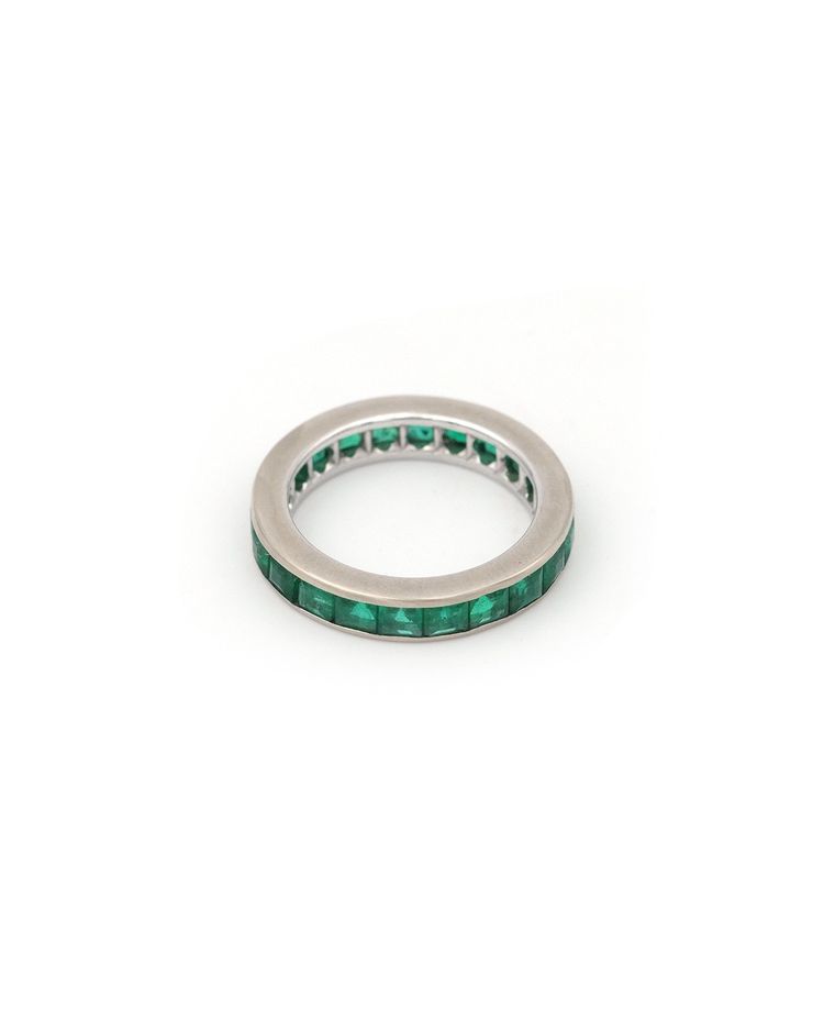 Fede nuziale americana Boucheron con smeraldi da 2,31 ct in oro 18k, anello di metà XX secolo