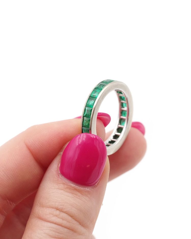 Fede nuziale americana Boucheron con smeraldi da 2,31 ct in oro 18k, anello di metà XX secolo