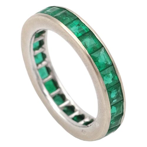 Fede nuziale americana Boucheron con smeraldi da 2,31 ct in oro 18k, anello di metà XX secolo