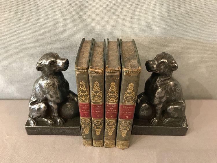 Paire de serres livres anciens en fonte d'époque 19 ème 