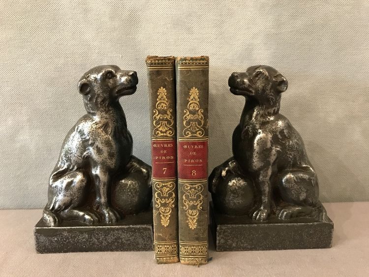 Paire de serres livres anciens en fonte d'époque 19 ème 