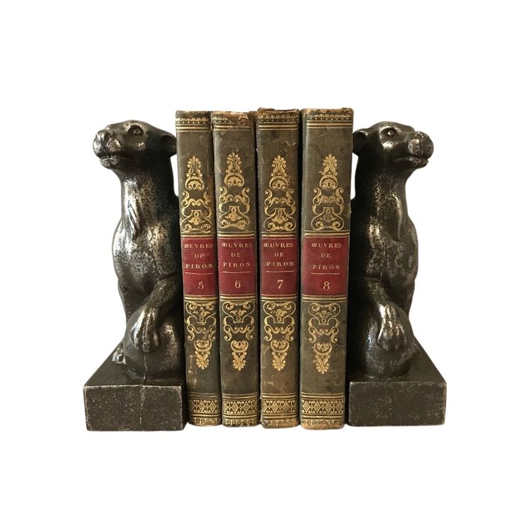 Paire de serres livres anciens en fonte d'époque 19 ème 