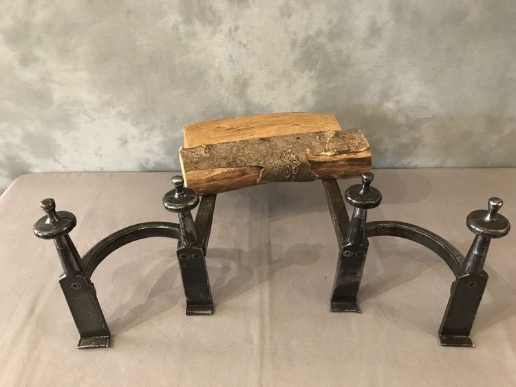 Pair of antique wrought iron andirons from the late 18th century