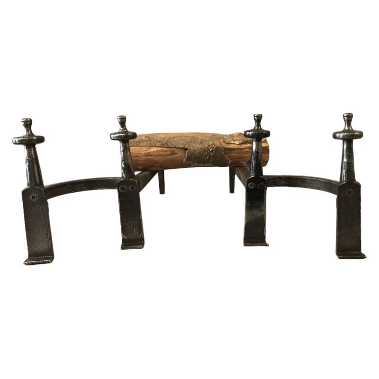 Pair of antique wrought iron andirons from the late 18th century