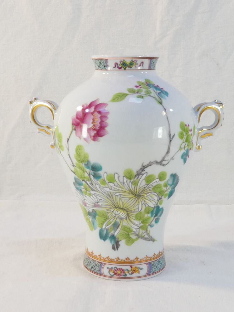 Vaso in porcellana HAVILAND LIMOGES con decoro floreale giapponese