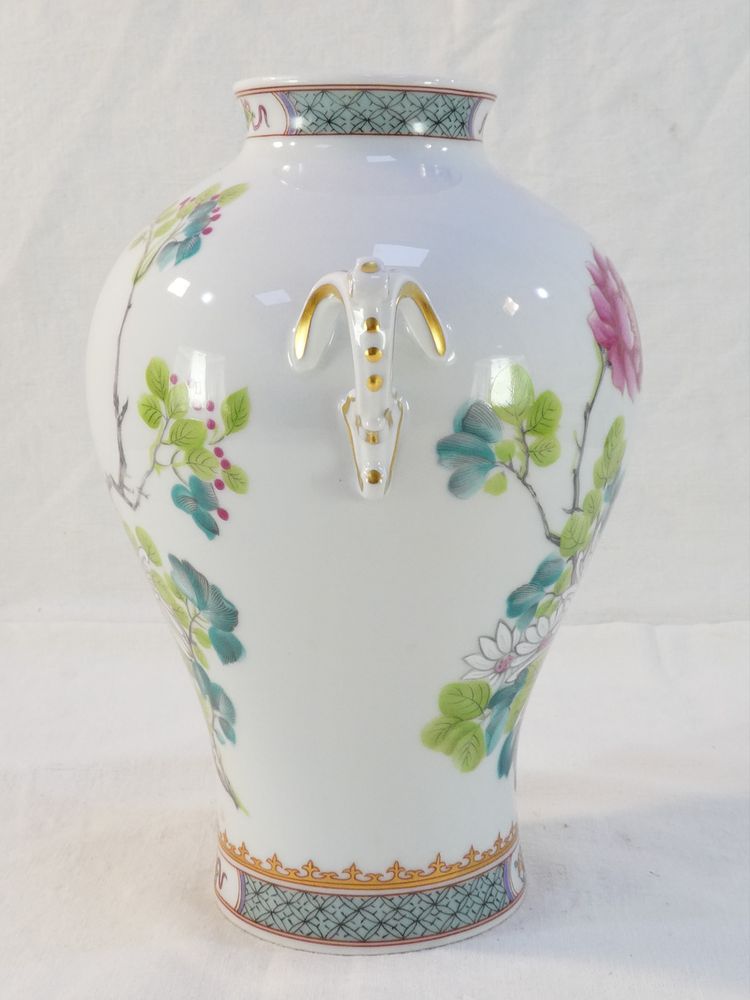 Vaso in porcellana HAVILAND LIMOGES con decoro floreale giapponese