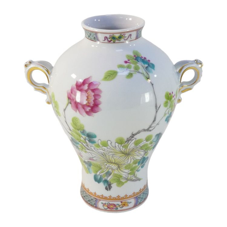 Vaso in porcellana HAVILAND LIMOGES con decoro floreale giapponese
