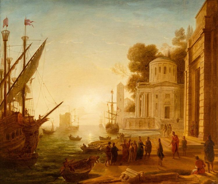 19th Century French School After Claude Gellée dit Le Lorrain The Disembarkation of Cleopatra