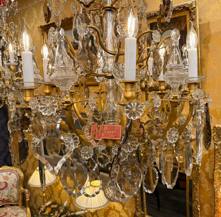 Signed Baccarat Louis XV Style Chandelier in Gilt Bronze and Cut Crystal, circa 1880-1890