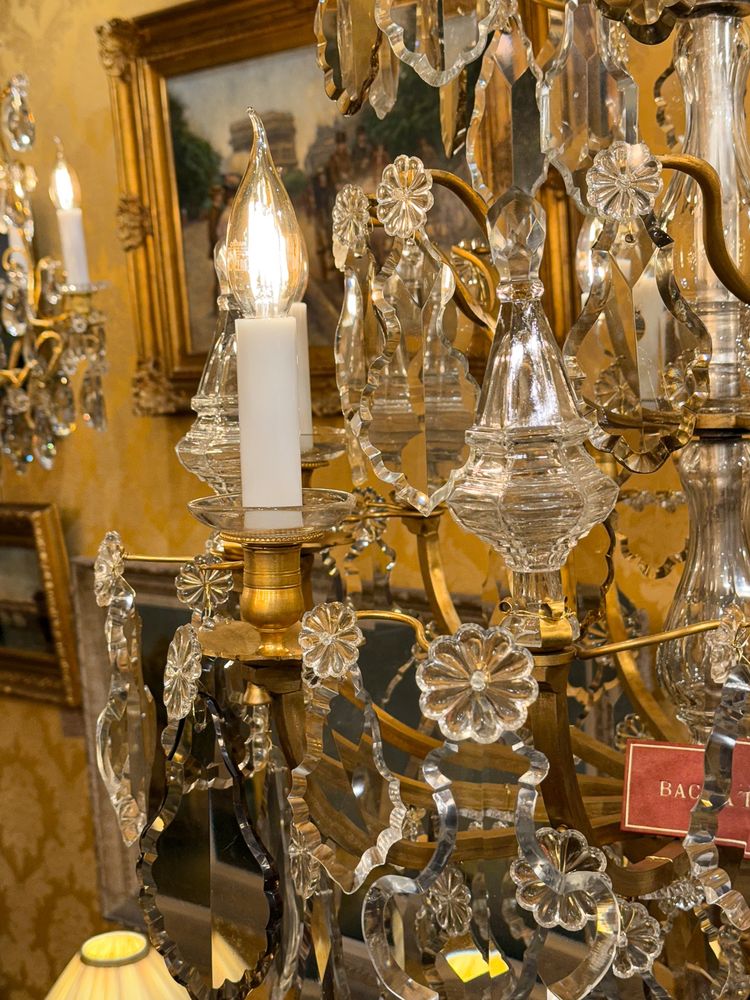 Signed Baccarat Louis XV Style Chandelier in Gilt Bronze and Cut Crystal, circa 1880-1890