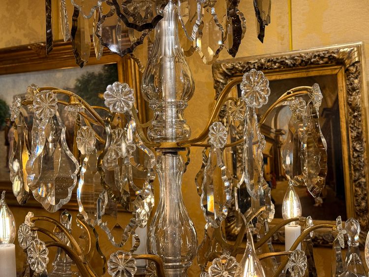 Signed Baccarat Louis XV Style Chandelier in Gilt Bronze and Cut Crystal, circa 1880-1890