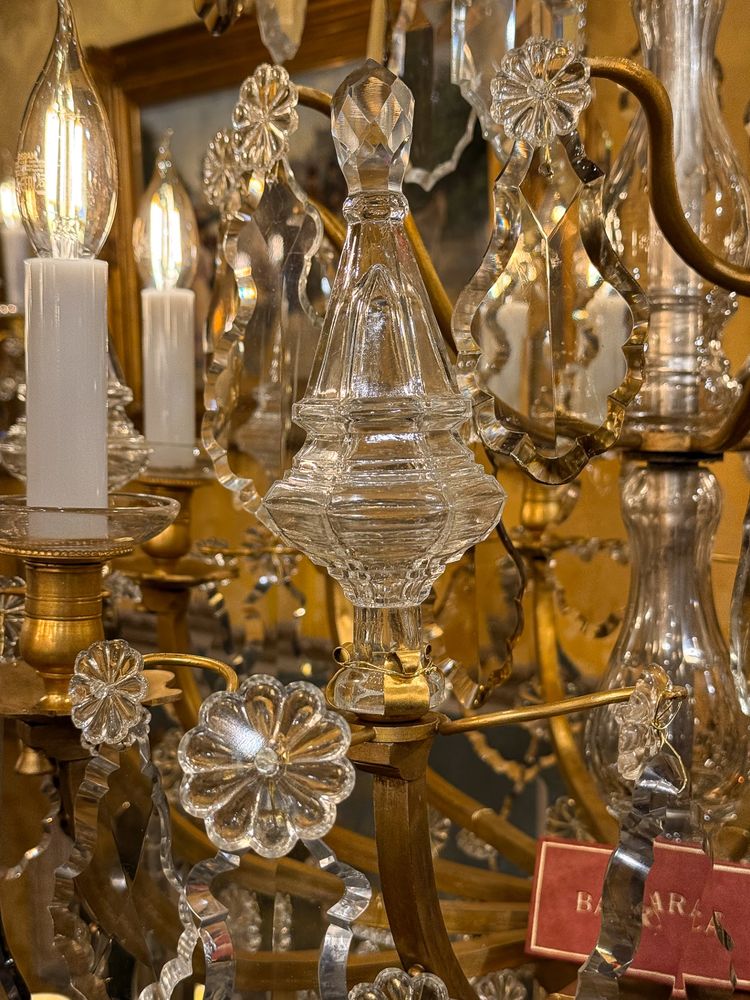 Signed Baccarat Louis XV Style Chandelier in Gilt Bronze and Cut Crystal, circa 1880-1890