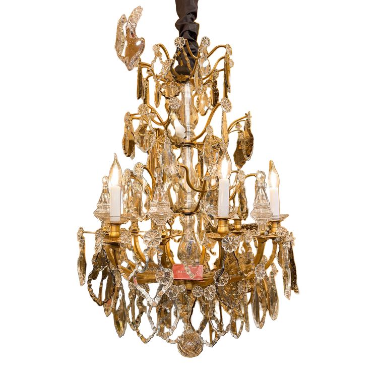 Signed Baccarat Louis XV Style Chandelier in Gilt Bronze and Cut Crystal, circa 1880-1890