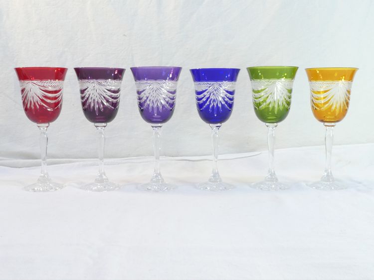 6 grandi bicchieri colorati CRISTALLERIE DE LORRAINE