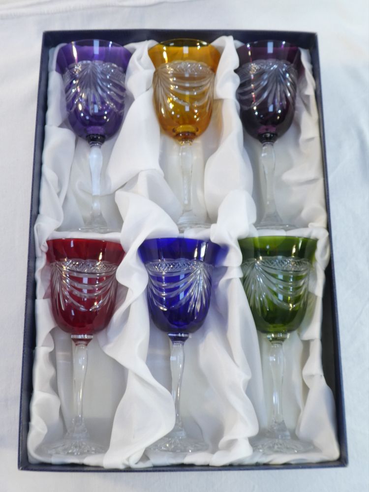 6 grandi bicchieri colorati CRISTALLERIE DE LORRAINE