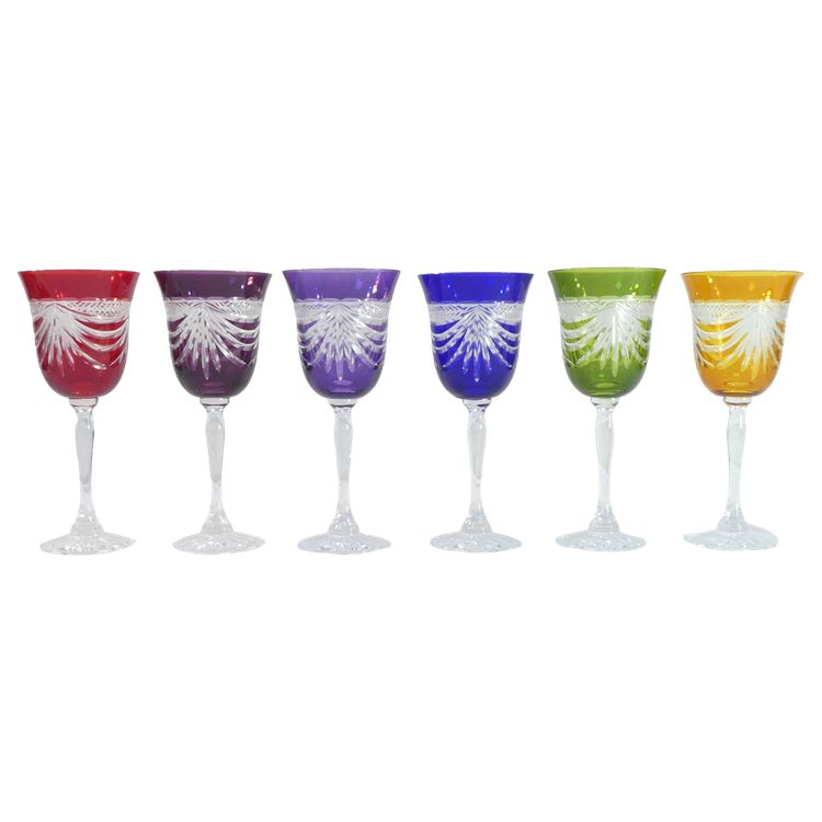6 grandi bicchieri colorati CRISTALLERIE DE LORRAINE