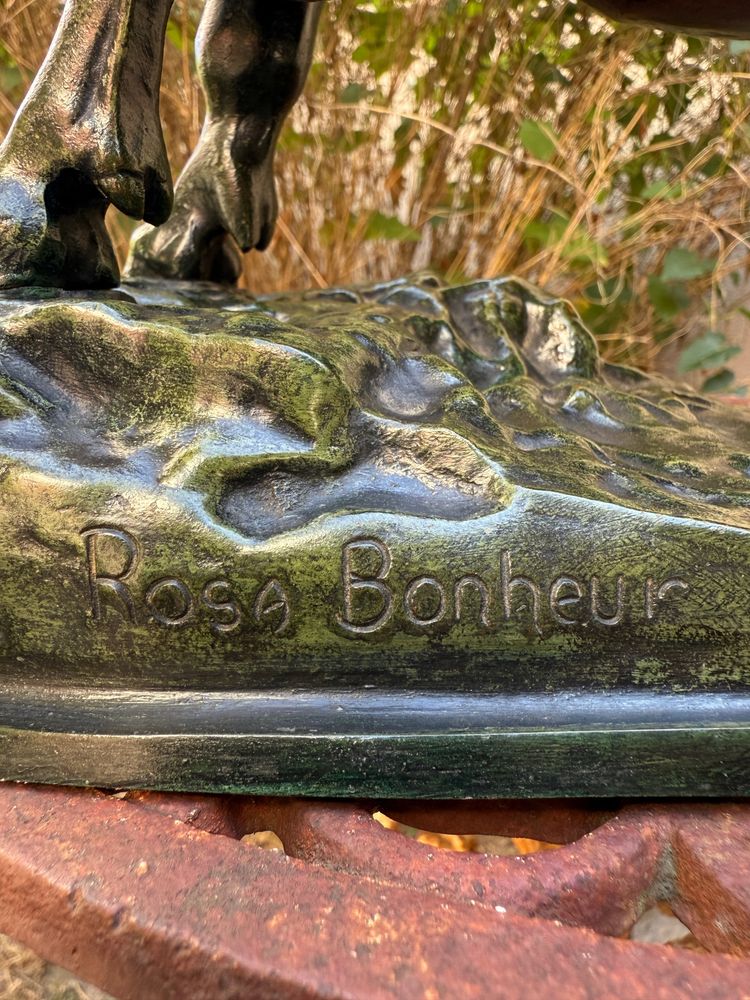 Rosa Bonheur, Toro in bronzo con patina verde sfumata, XIX secolo