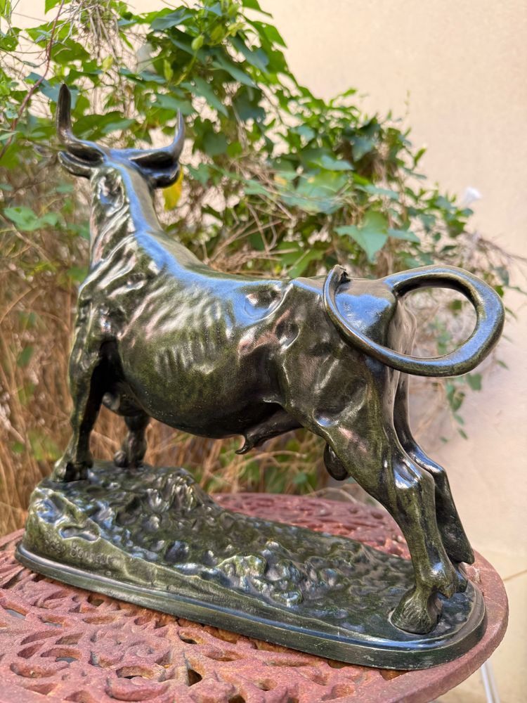 Rosa Bonheur, Toro in bronzo con patina verde sfumata, XIX secolo
